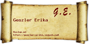 Geszler Erika névjegykártya